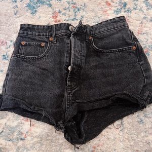 Zara black denim button up shorts